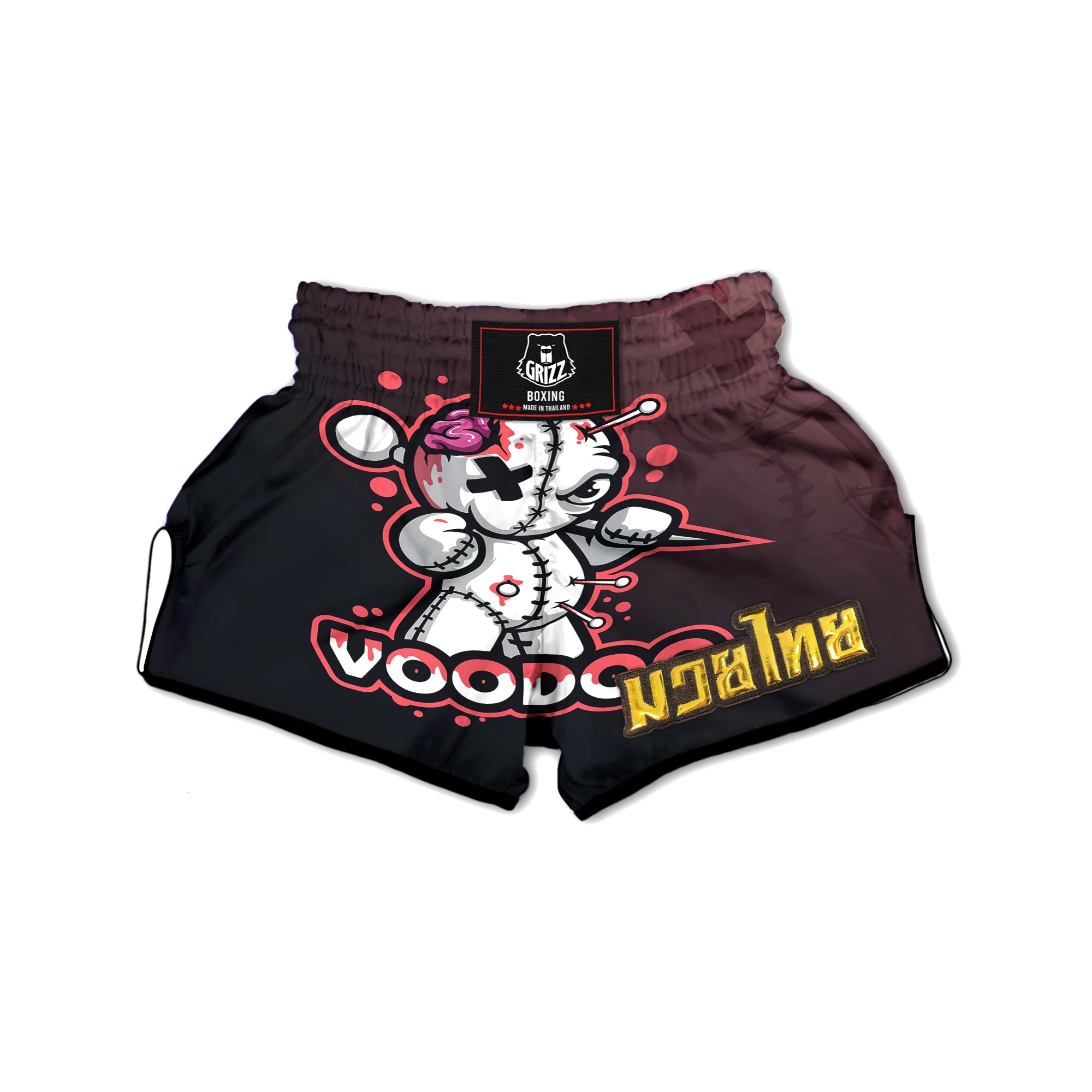 Voodoo Doll Cartoon Print Muay Thai Boxing Shorts-grizzshop