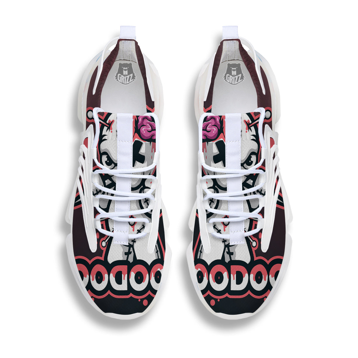 Voodoo Doll Cartoon Print White Gym Shoes-grizzshop