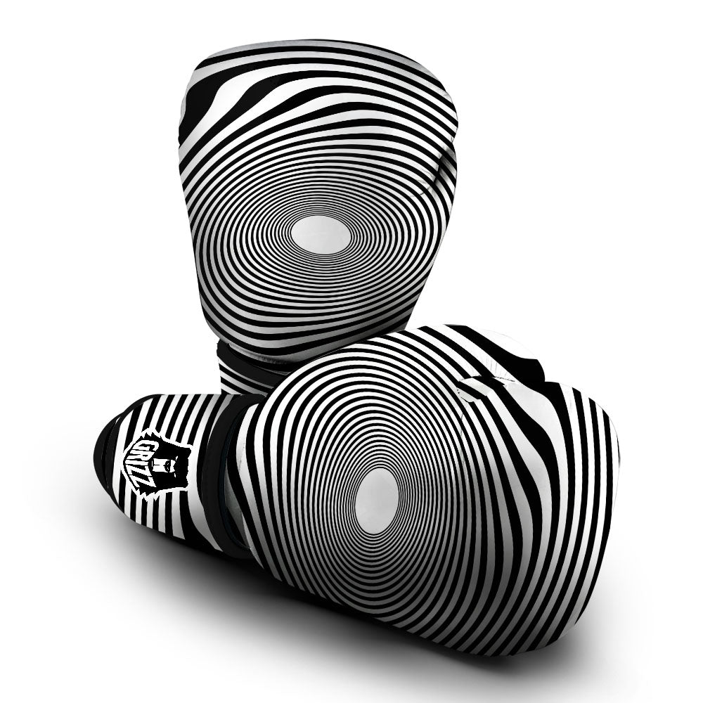 Vortex Swirl White And Black Print Boxing Gloves-grizzshop