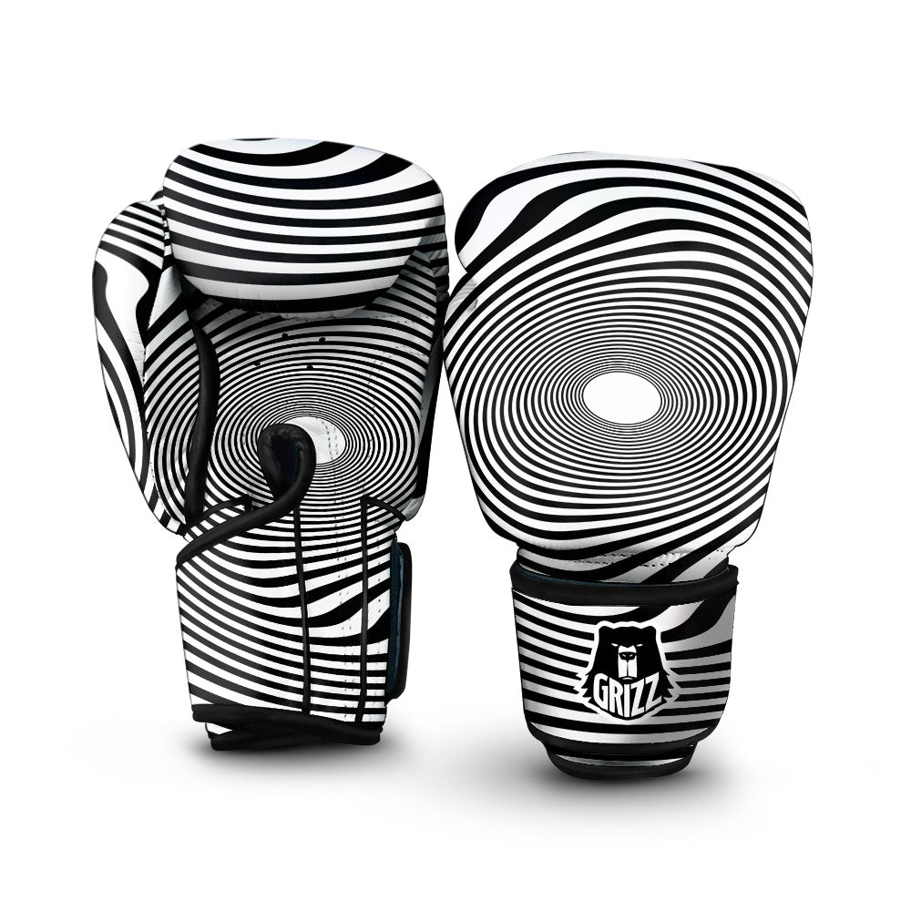 Vortex Swirl White And Black Print Boxing Gloves-grizzshop