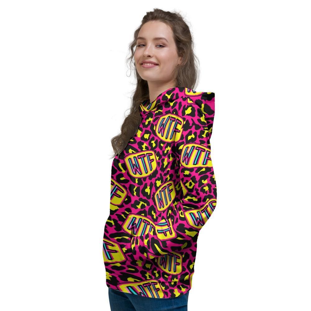 WTF Cheetah Hiphop Graffiti Print Women's Hoodie-grizzshop