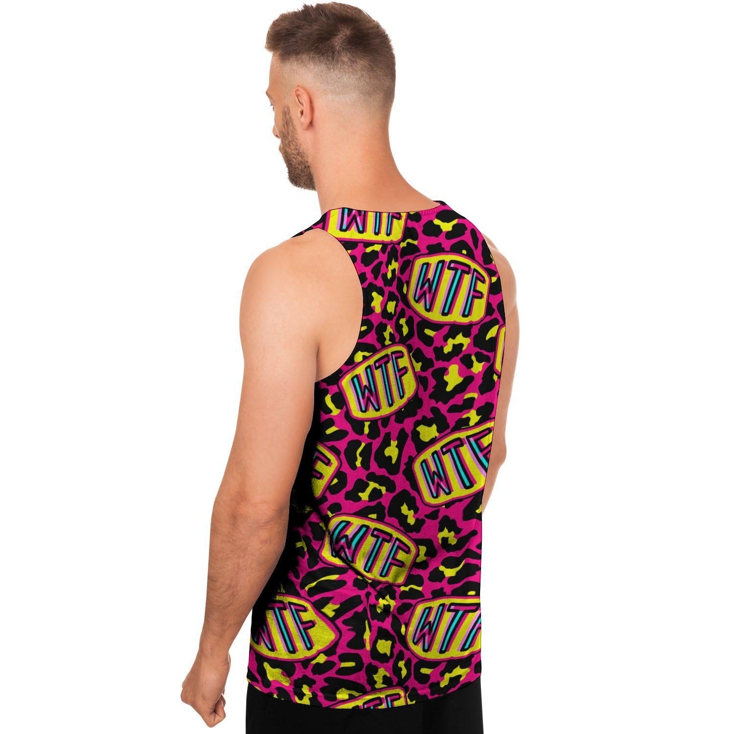 WTF Cheetah Hiphop Graffiti Print Men's Tank Tops-grizzshop