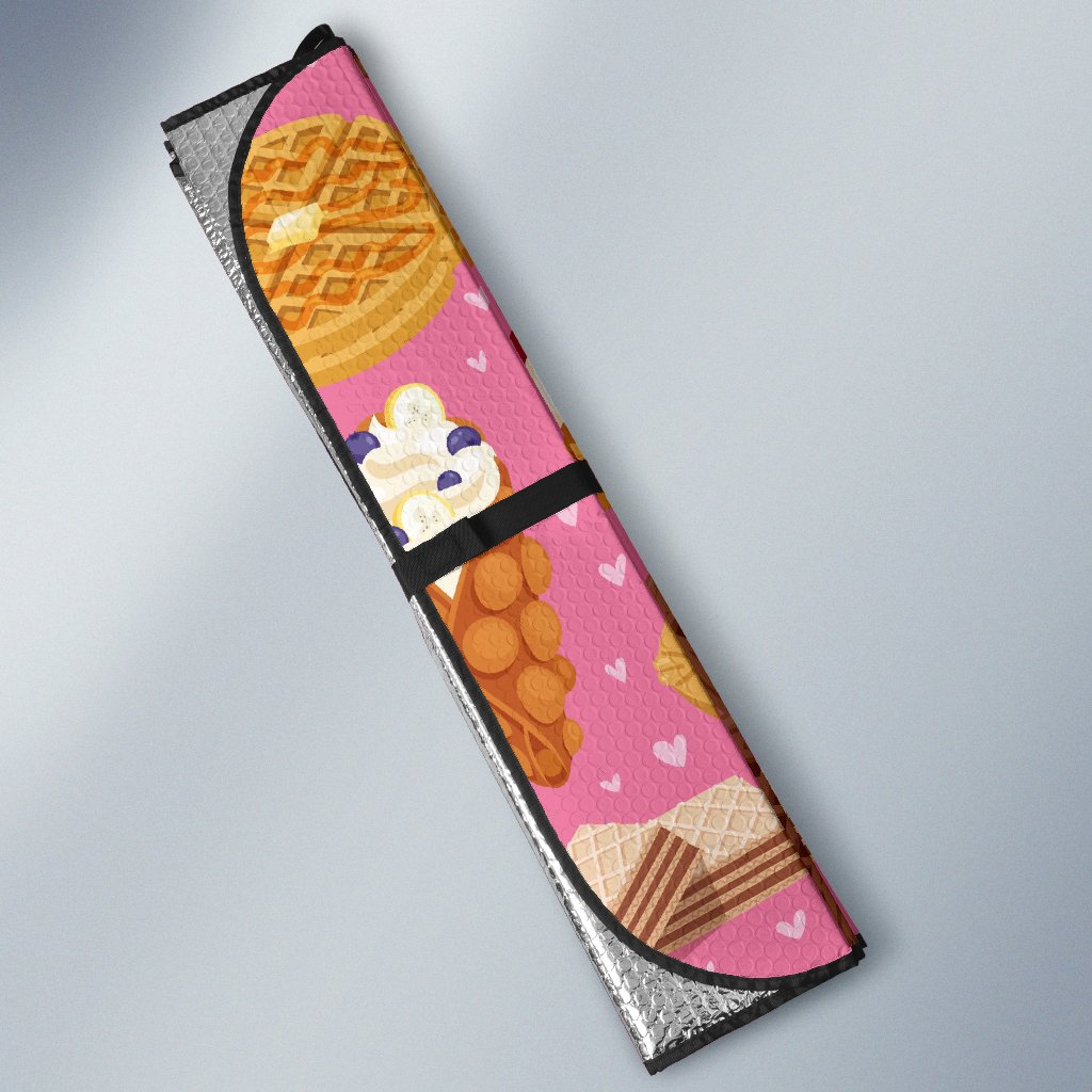 Waffle Dessert Pattern Print Car Sun Shade-grizzshop