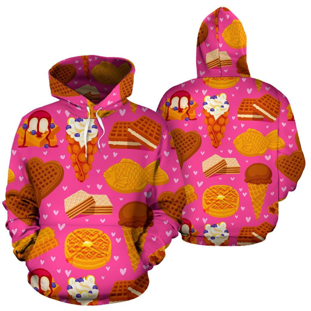 Waffle Dessert Pattern Print Men Women Pullover Hoodie-grizzshop