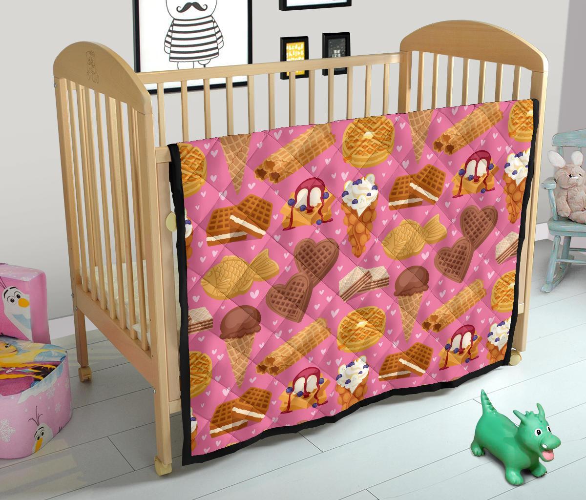 Waffle Dessert Pattern Print Quilt-grizzshop