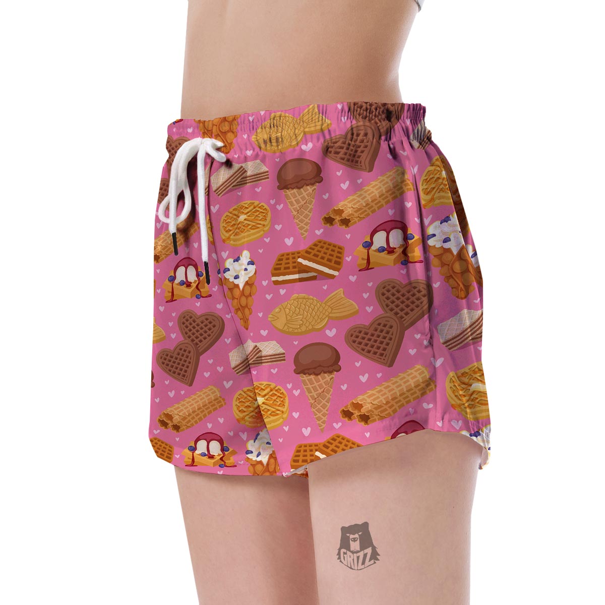 Waffle Dessert Pattern Print Women's Shorts-grizzshop