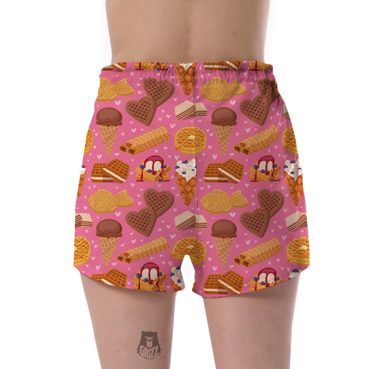 Waffle Dessert Pattern Print Women's Shorts-grizzshop