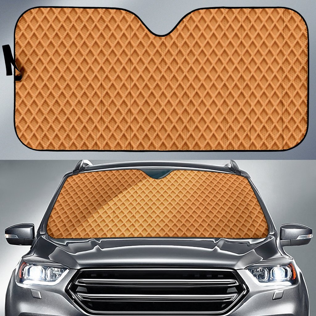 Waffle Pattern Print Car Sun Shade-grizzshop