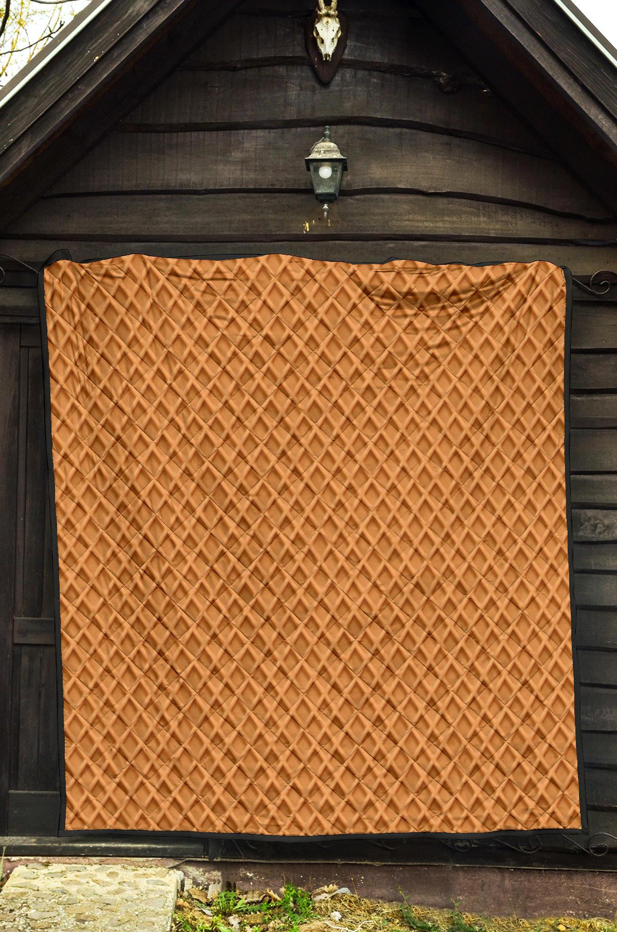 Waffle Pattern Print Quilt-grizzshop