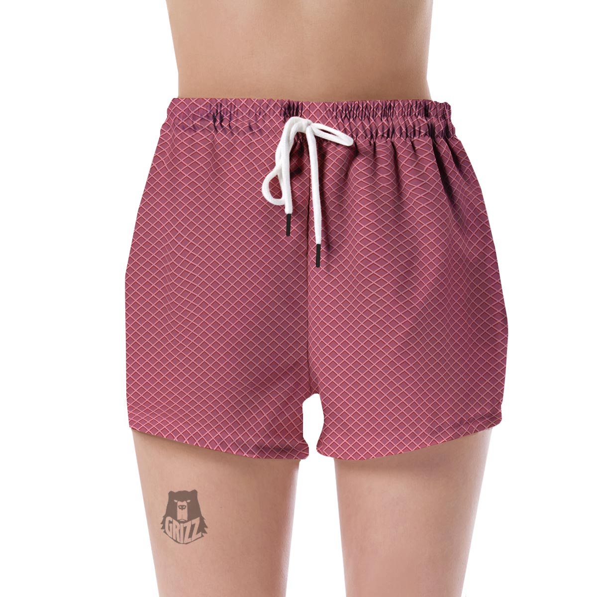 Waffle Pink Pattern Print Women's Shorts-grizzshop