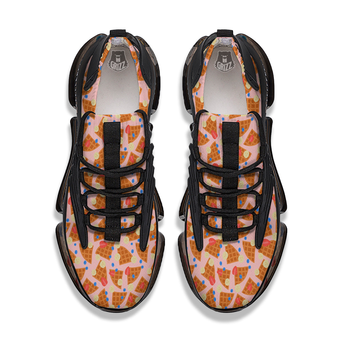 Waffle Print Cute Pattern Black Gym Shoes-grizzshop