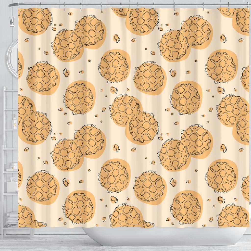 Waffle Print Pattern Bathroom Shower Curtain-grizzshop