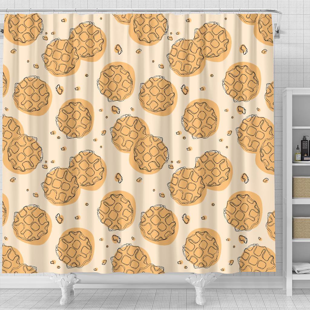 Waffle Print Pattern Bathroom Shower Curtain-grizzshop