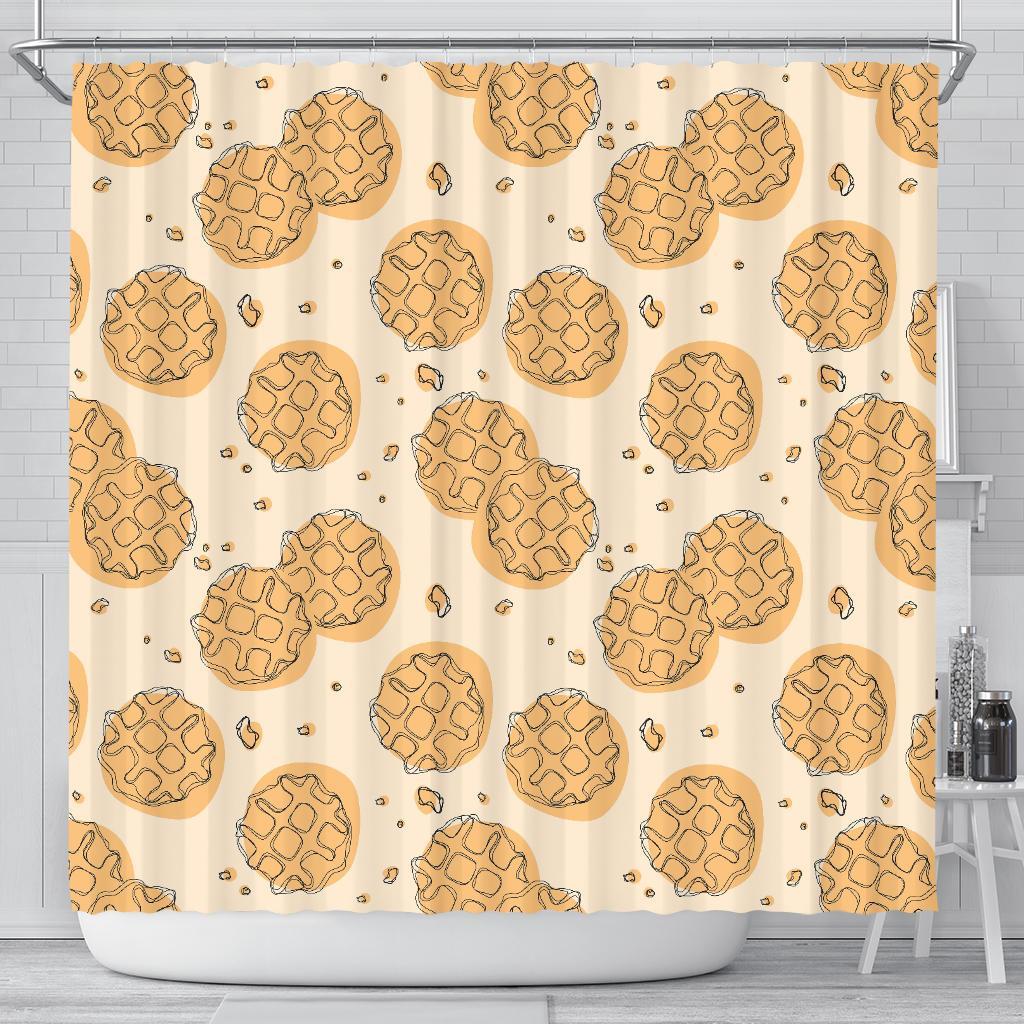 Waffle Print Pattern Bathroom Shower Curtain-grizzshop