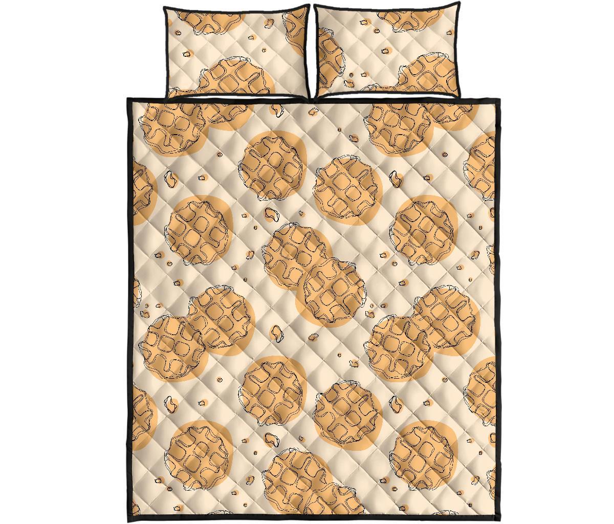 Waffle Print Pattern Bed Set Quilt-grizzshop
