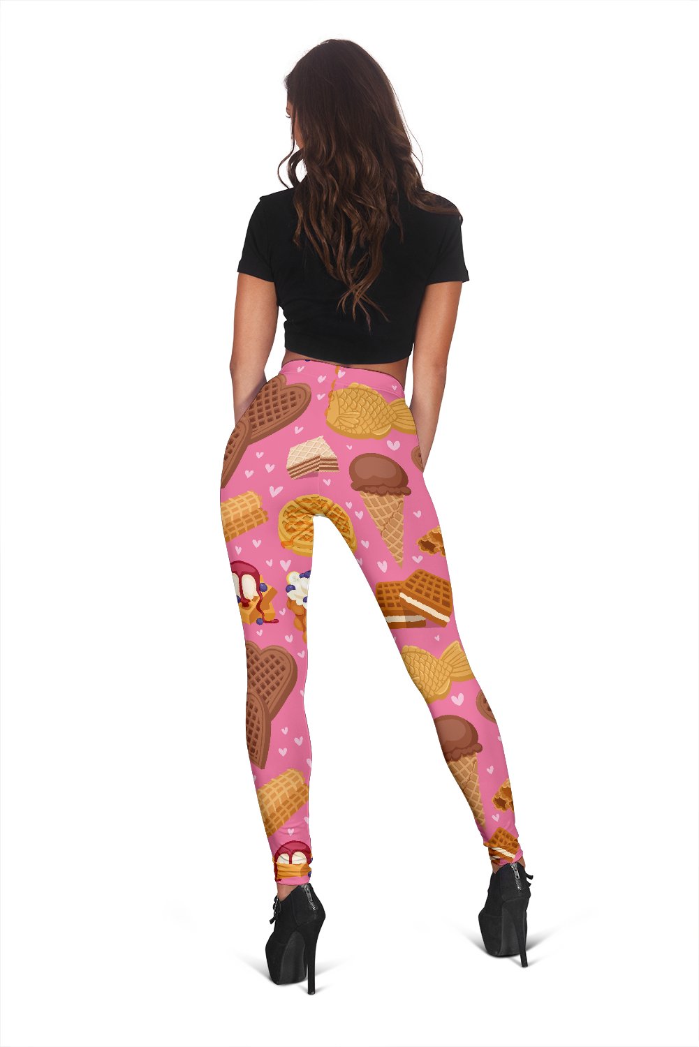 Waffle Dessert Pattern Print Women Leggings-grizzshop