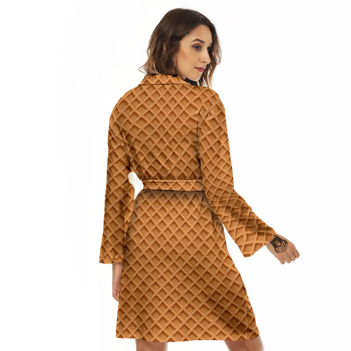 Waffles Print Women's Robe-grizzshop