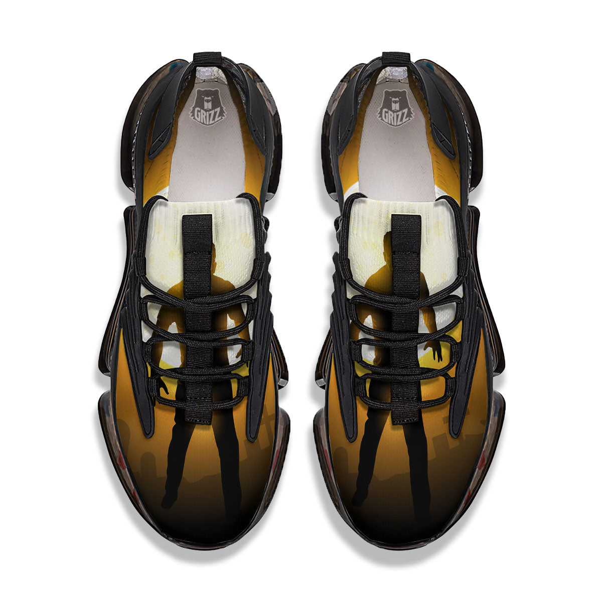 Walking Zombie Halloween Print Black Gym Shoes-grizzshop