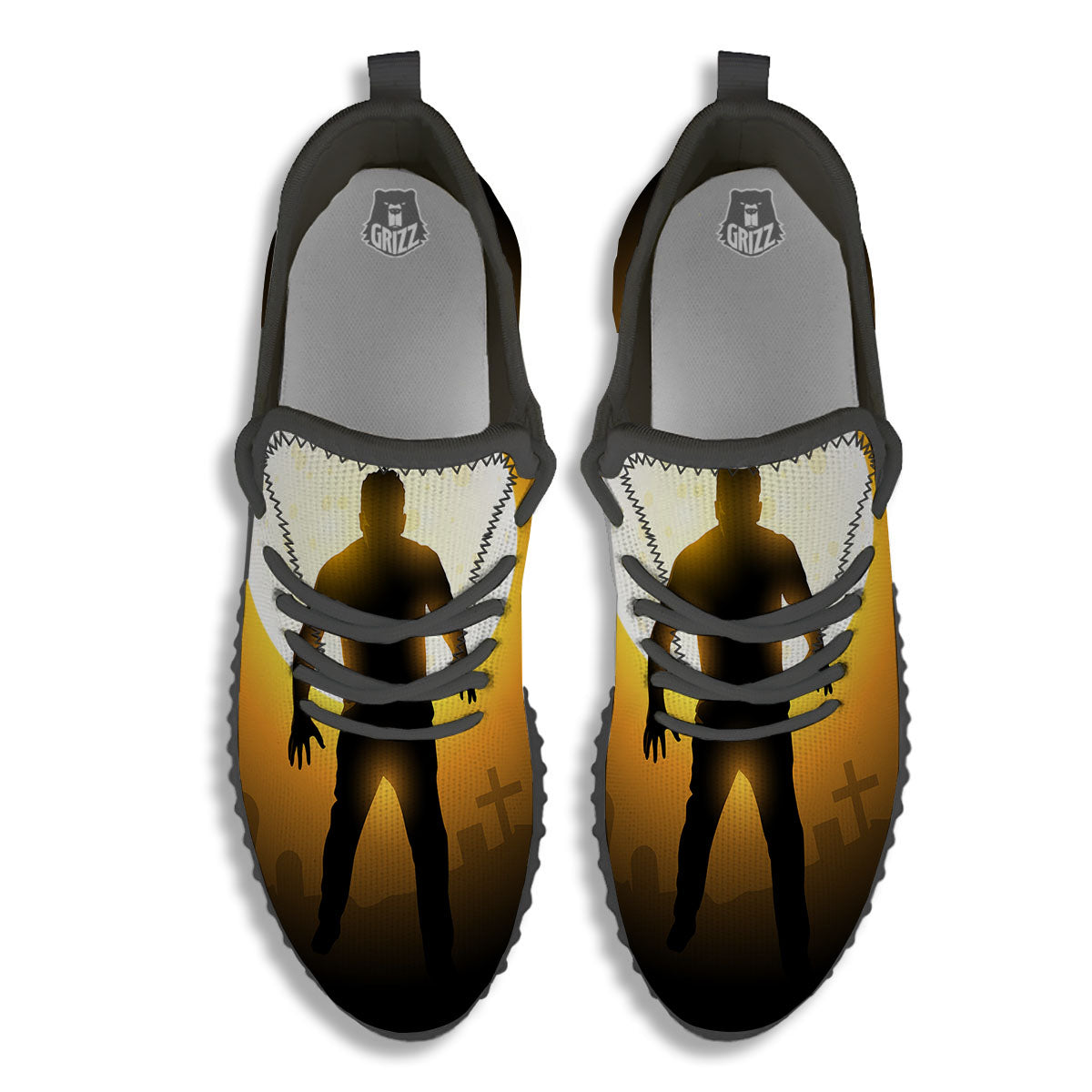 Walking Zombie Halloween Print Black Walking Shoes-grizzshop