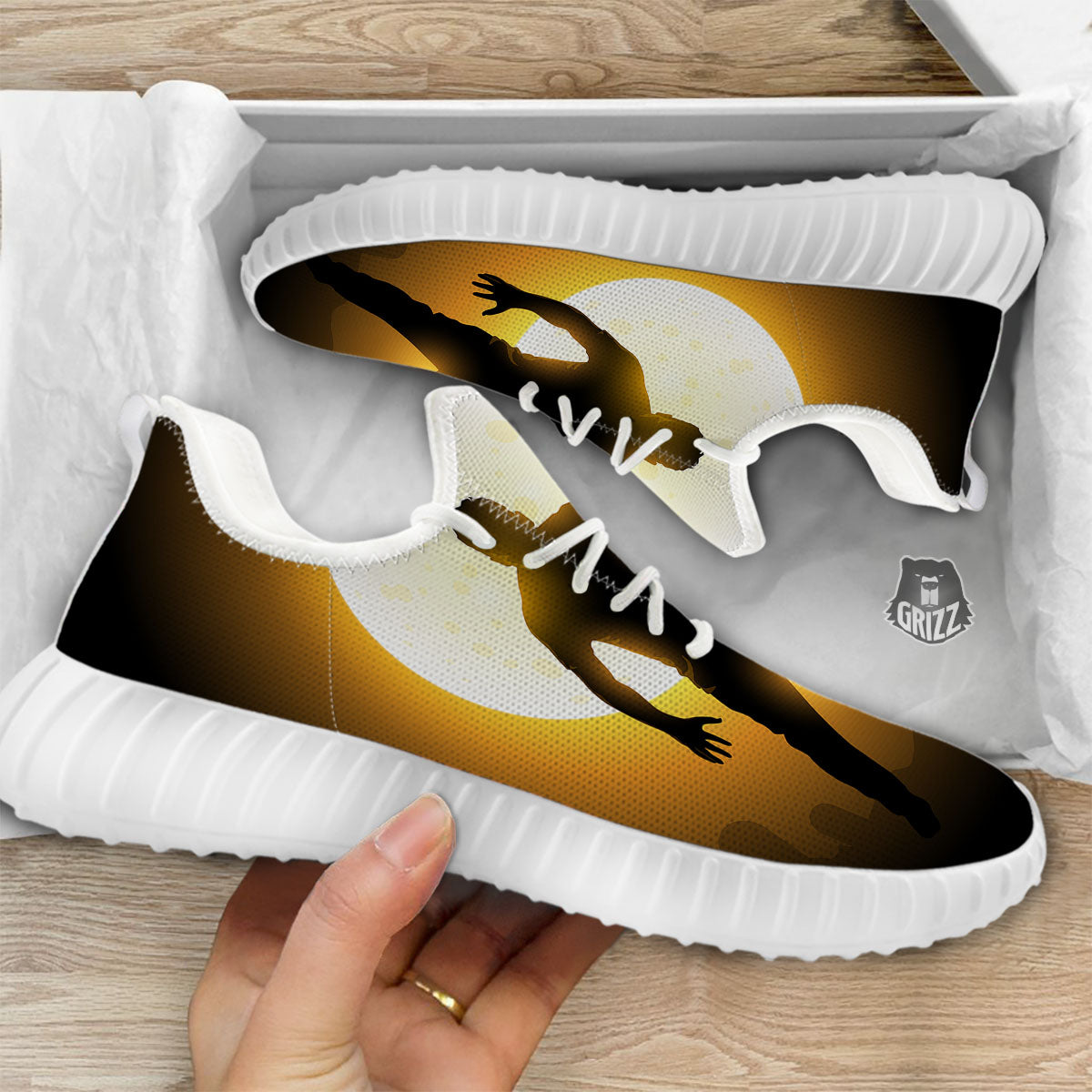 Walking Zombie Halloween Print White Walking Shoes-grizzshop
