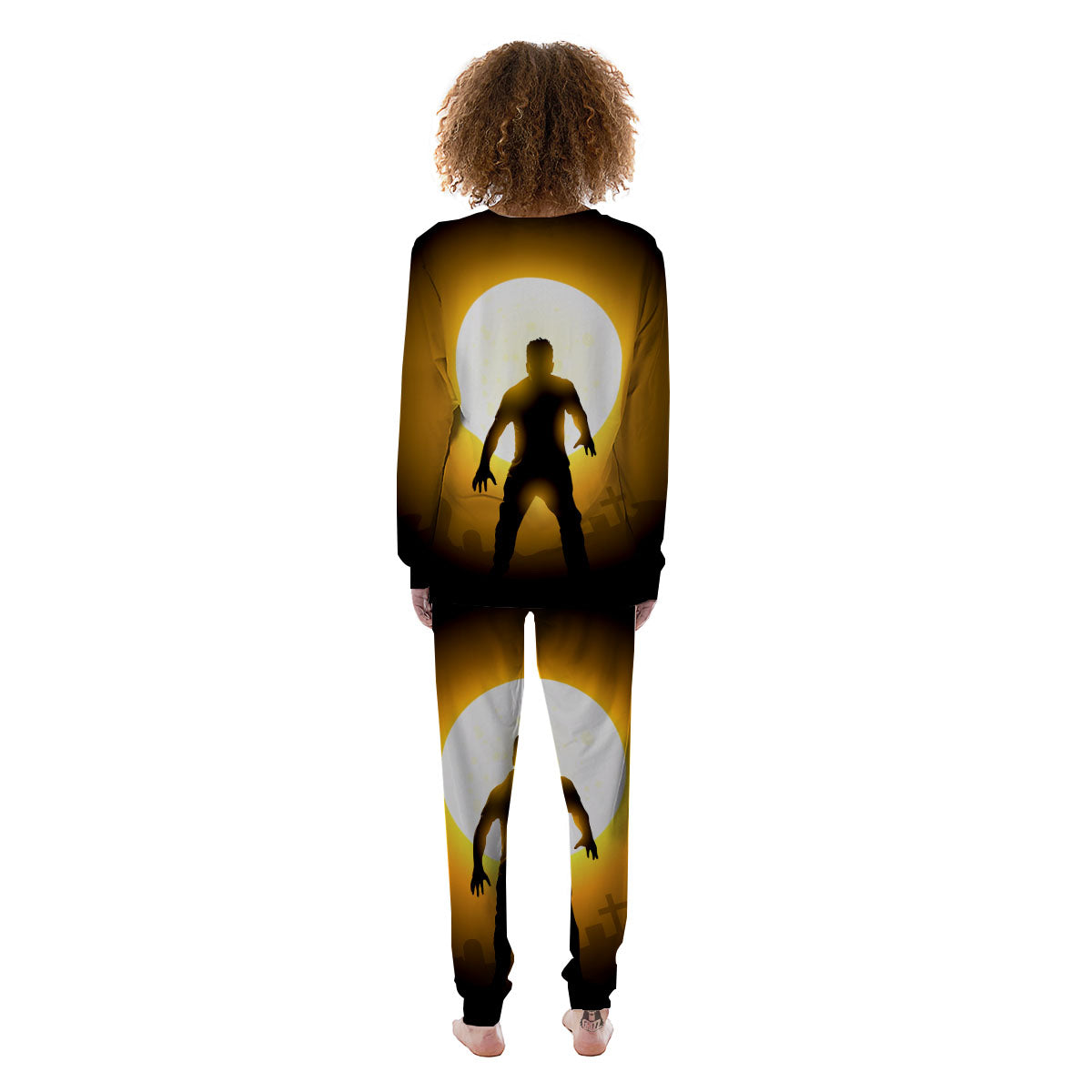 Walking Zombie Halloween Print Women's Pajamas-grizzshop