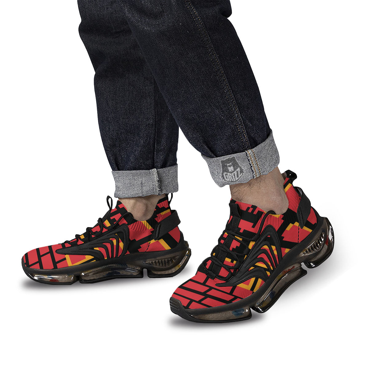 Wall Orange 8-Bit Pixel Print Black Gym Shoes-grizzshop
