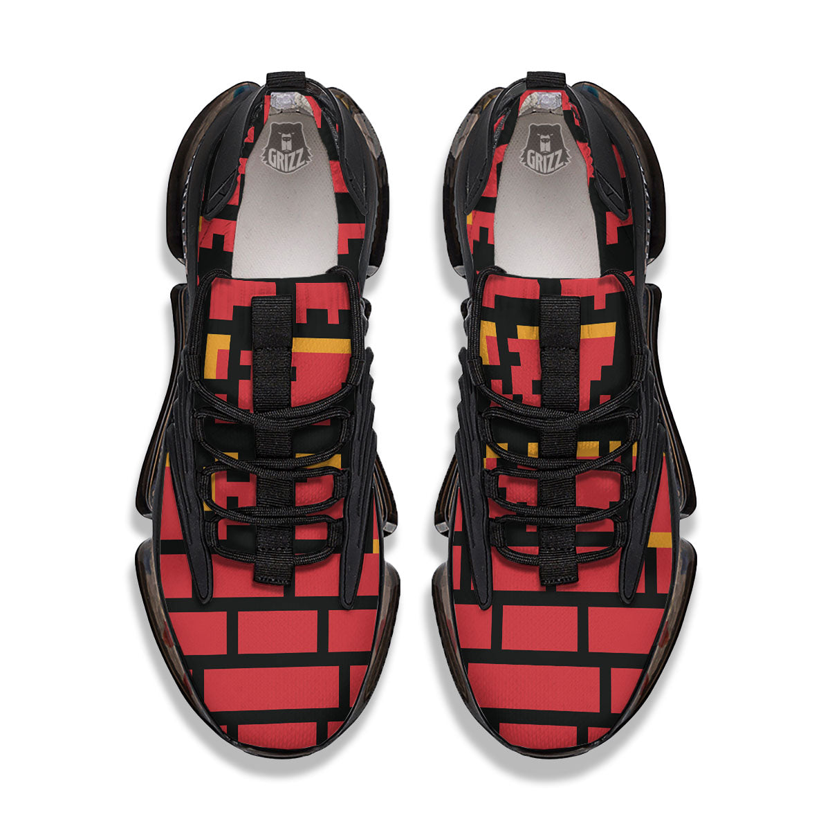 Wall Orange 8-Bit Pixel Print Black Gym Shoes-grizzshop