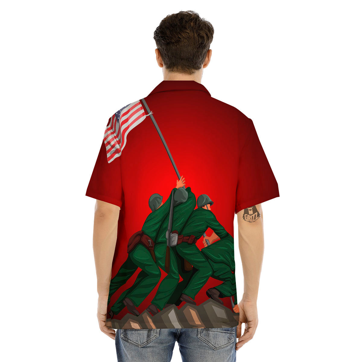 War Memorial American Print Men's Hawaiian Shirt-grizzshop