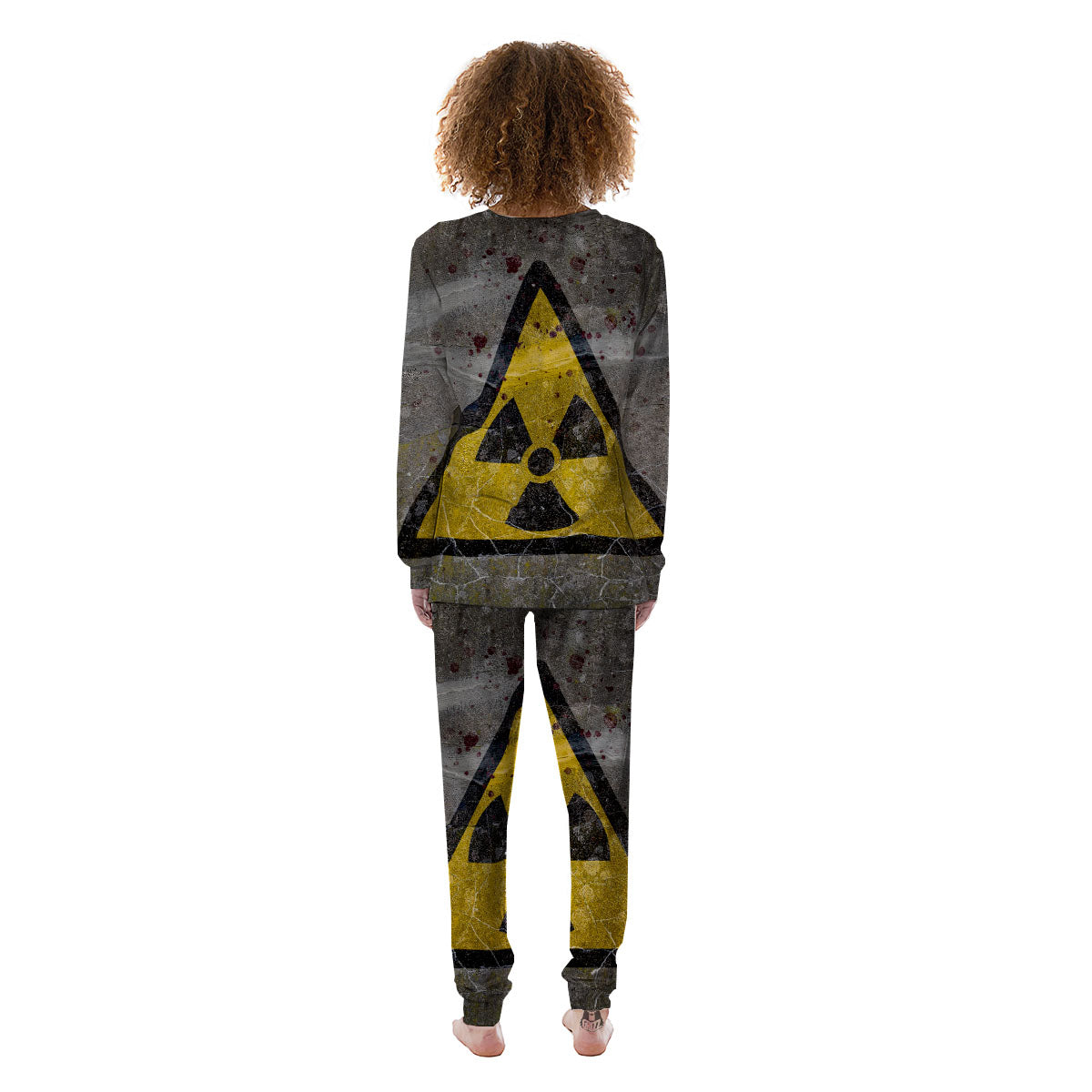 Warning Nuclear Symbol Print Women's Pajamas-grizzshop