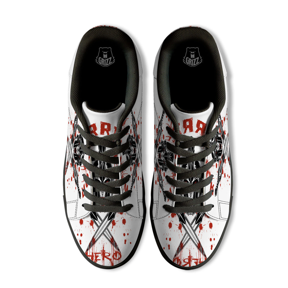 Warrior Bloody Spartan Print Black Low Top Sneakers-grizzshop