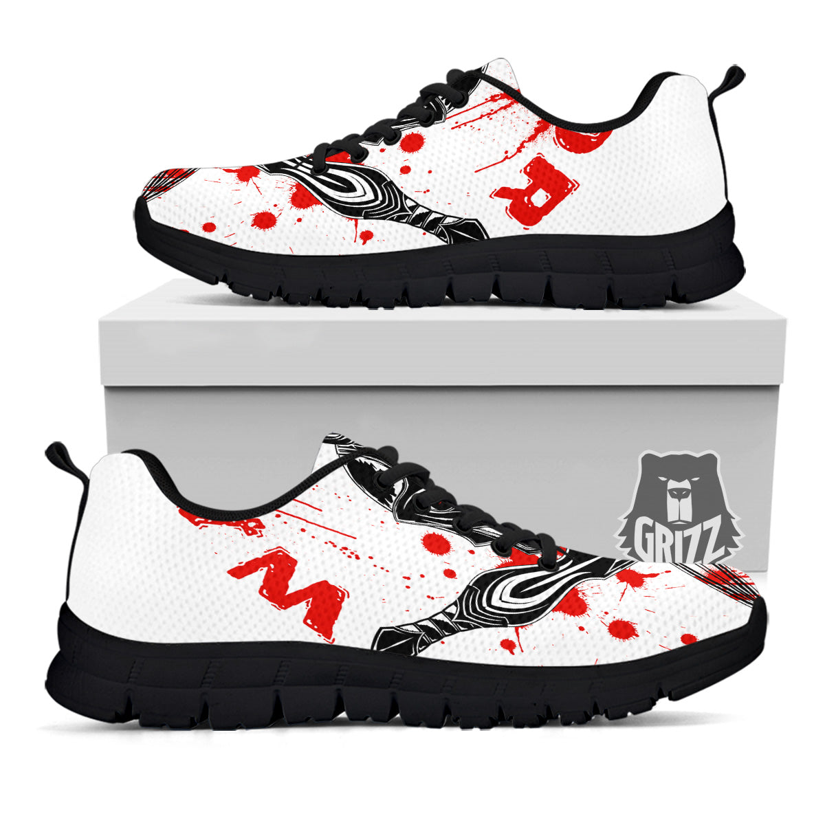 Warrior Bloody Spartan Print Black Sneaker-grizzshop