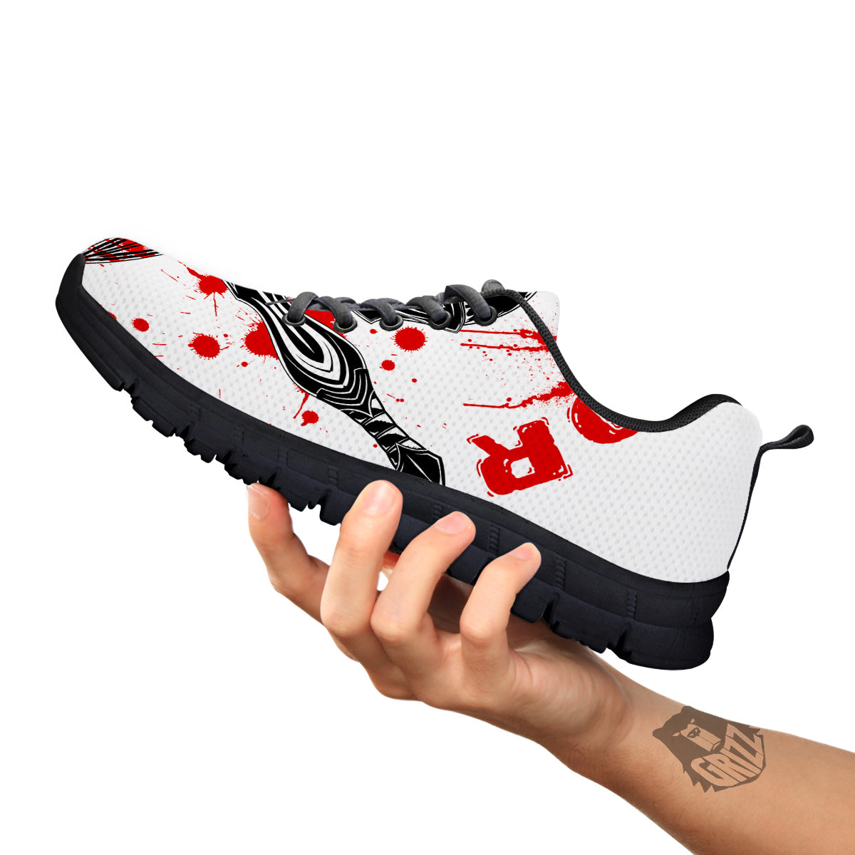 Warrior Bloody Spartan Print Black Sneaker-grizzshop