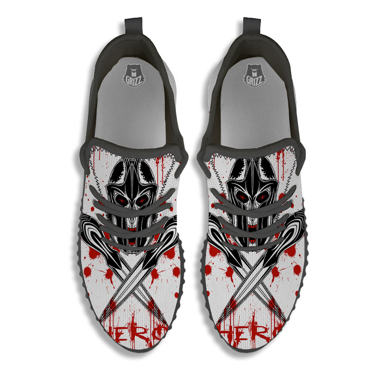 Warrior Bloody Spartan Print Black Walking Shoes-grizzshop
