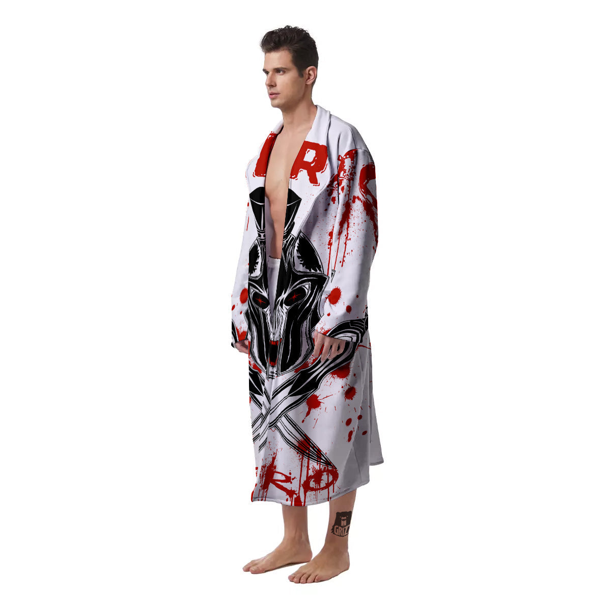 Warrior Bloody Spartan Print Men's Robe-grizzshop