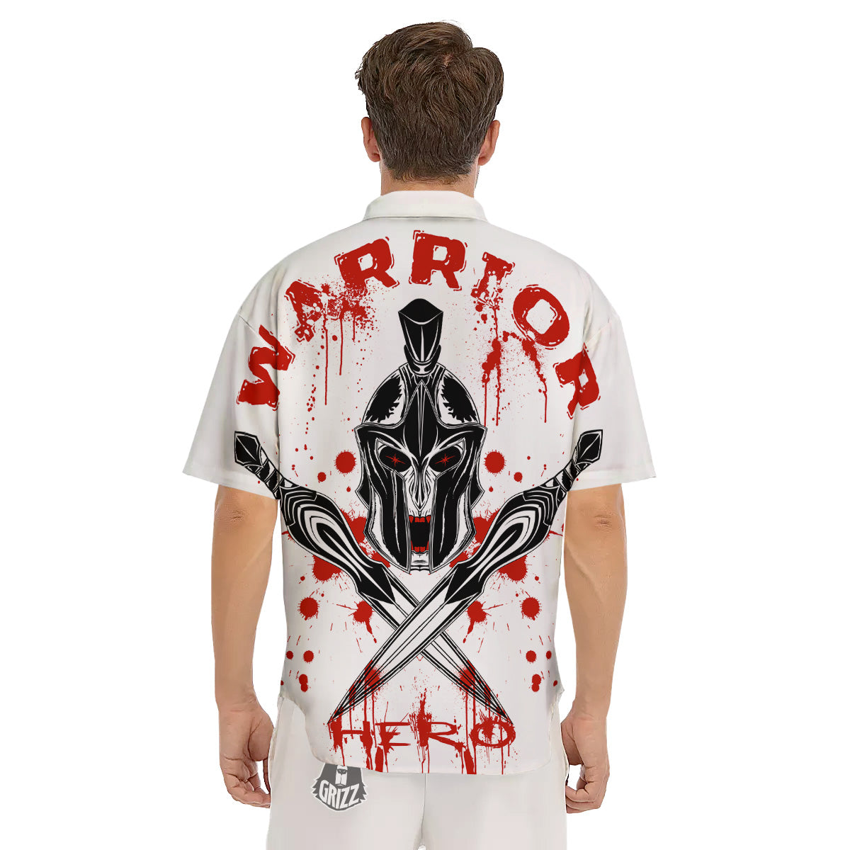 Warrior Bloody Spartan Print Men's Short Sleeve Shirts-grizzshop
