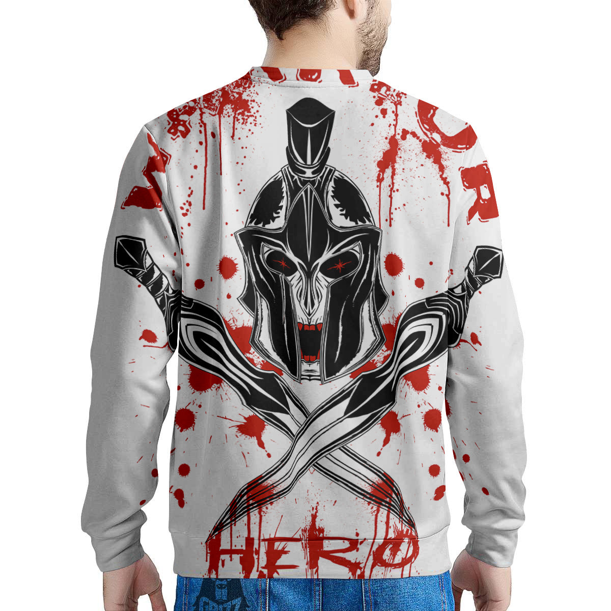 Warrior Bloody Spartan Print Men's Sweatshirt-grizzshop