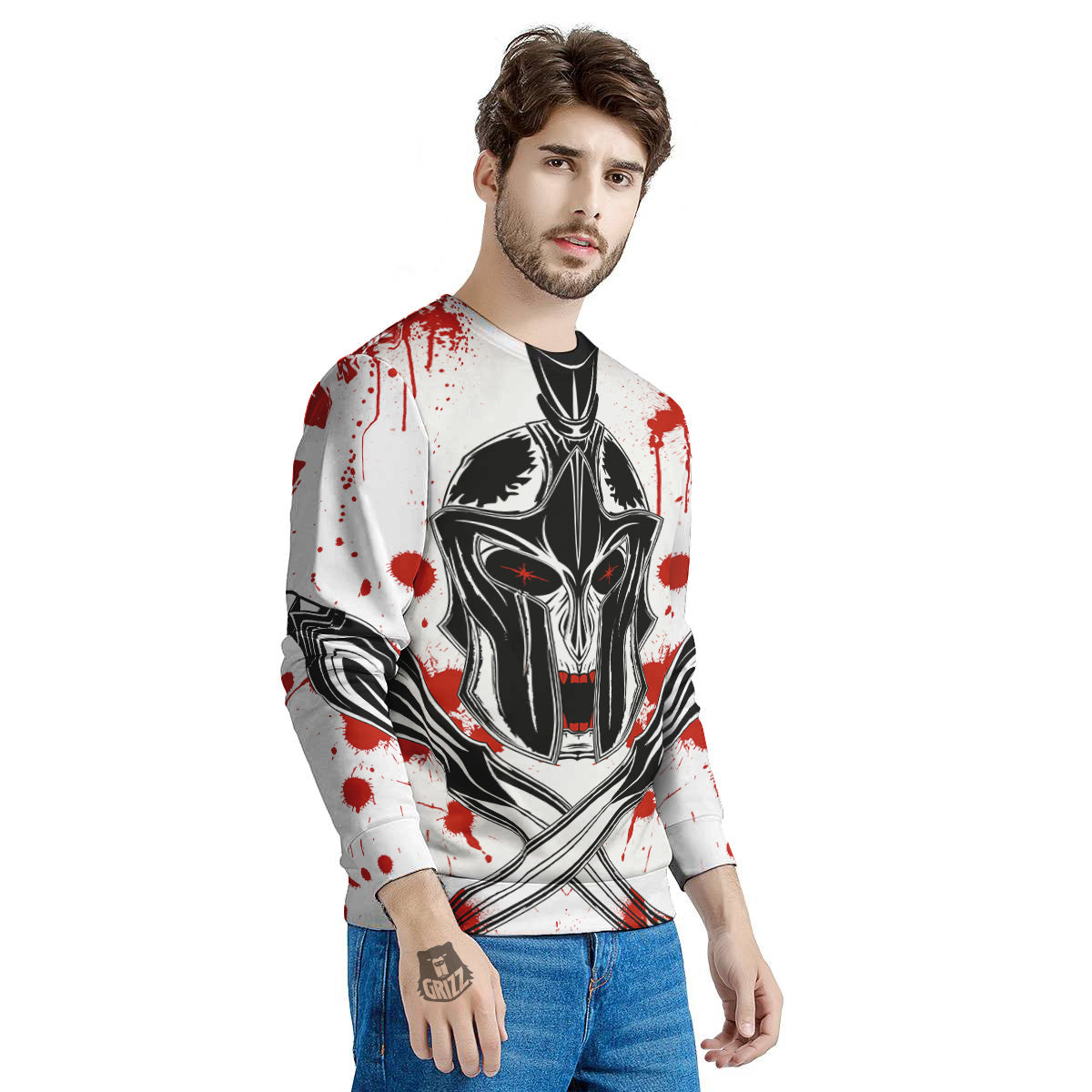 Warrior Bloody Spartan Print Men's Sweatshirt-grizzshop