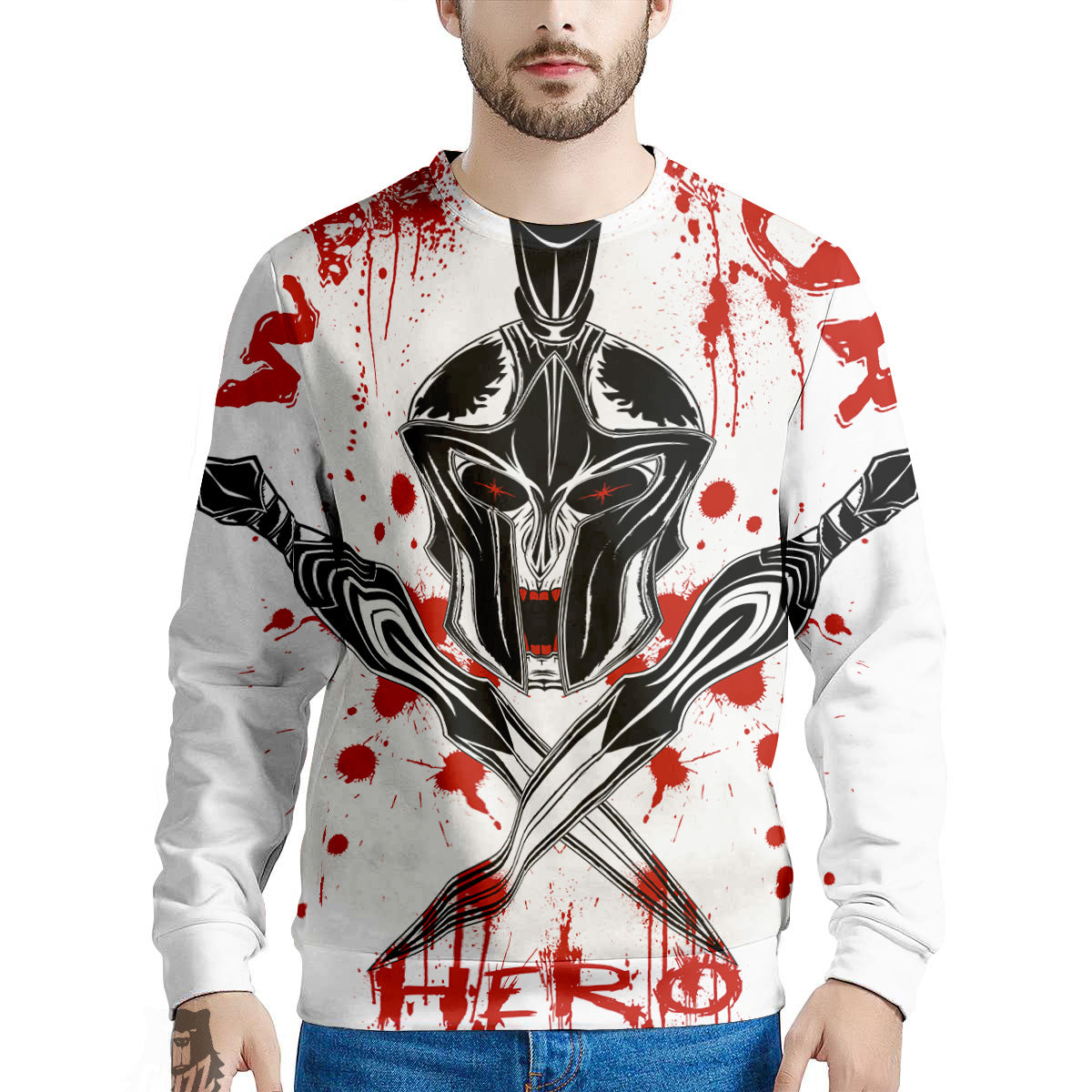 Warrior Bloody Spartan Print Men's Sweatshirt-grizzshop