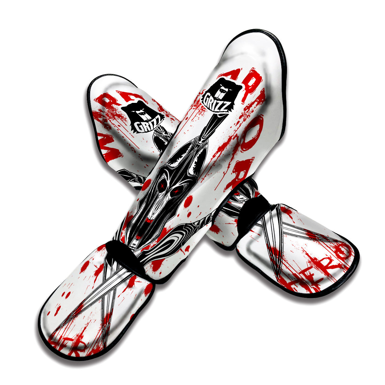 Warrior Bloody Spartan Print Muay Thai Shin Guards-grizzshop