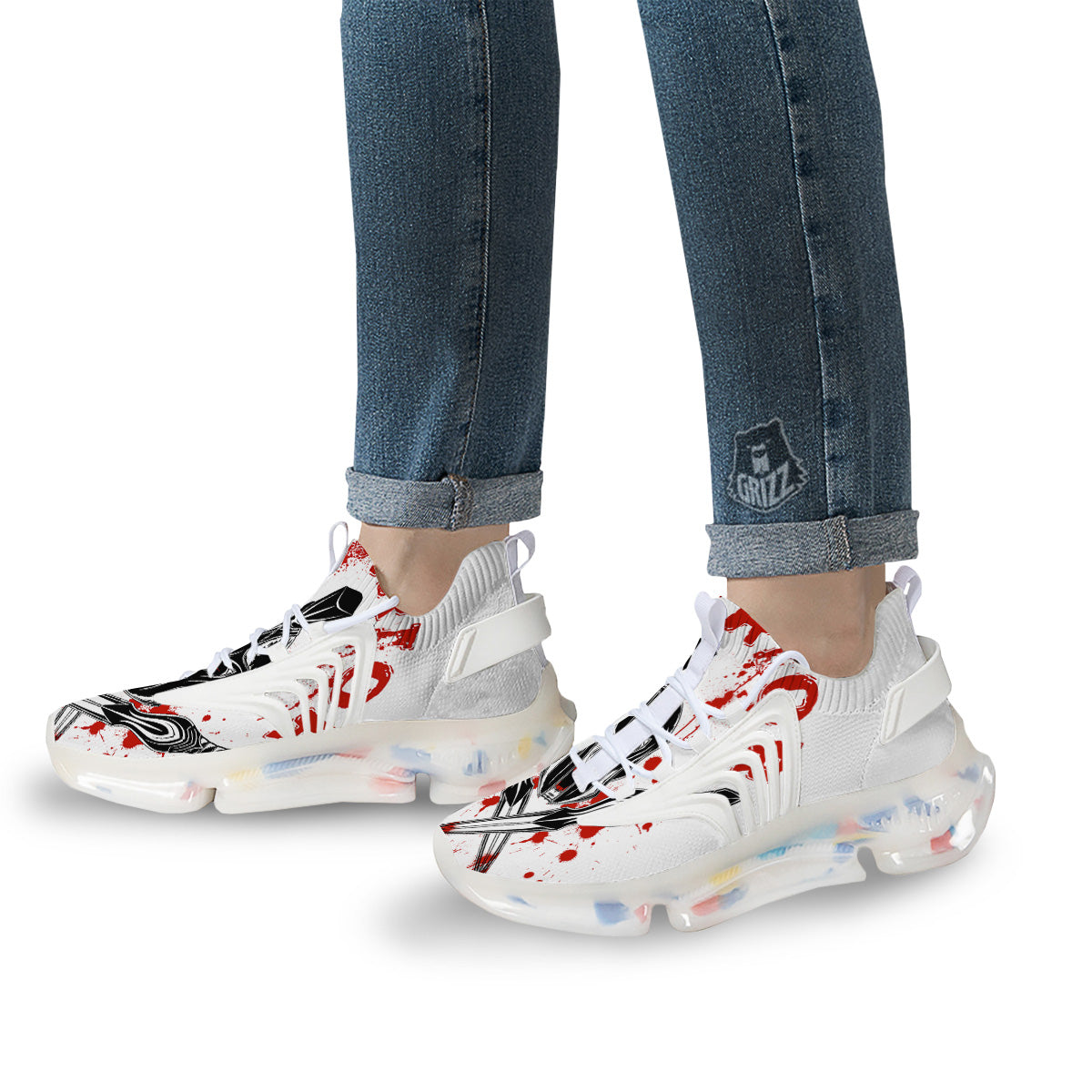 Warrior Bloody Spartan Print White Gym Shoes-grizzshop
