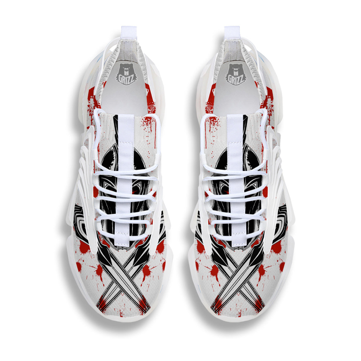 Warrior Bloody Spartan Print White Gym Shoes-grizzshop
