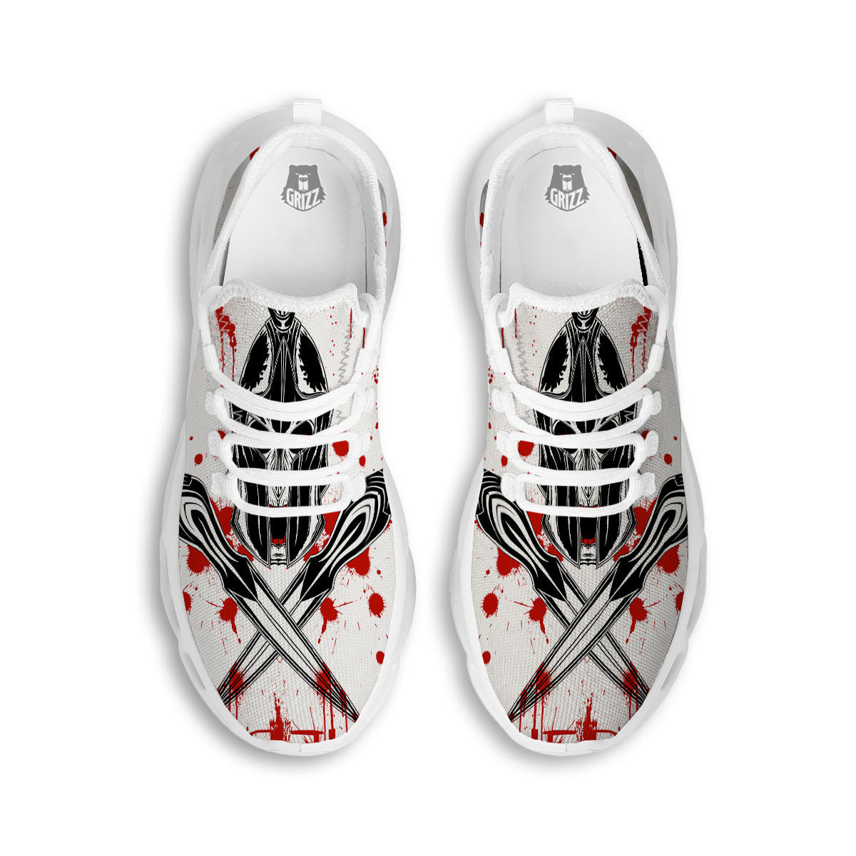 Warrior Bloody Spartan Print White Running Shoes-grizzshop
