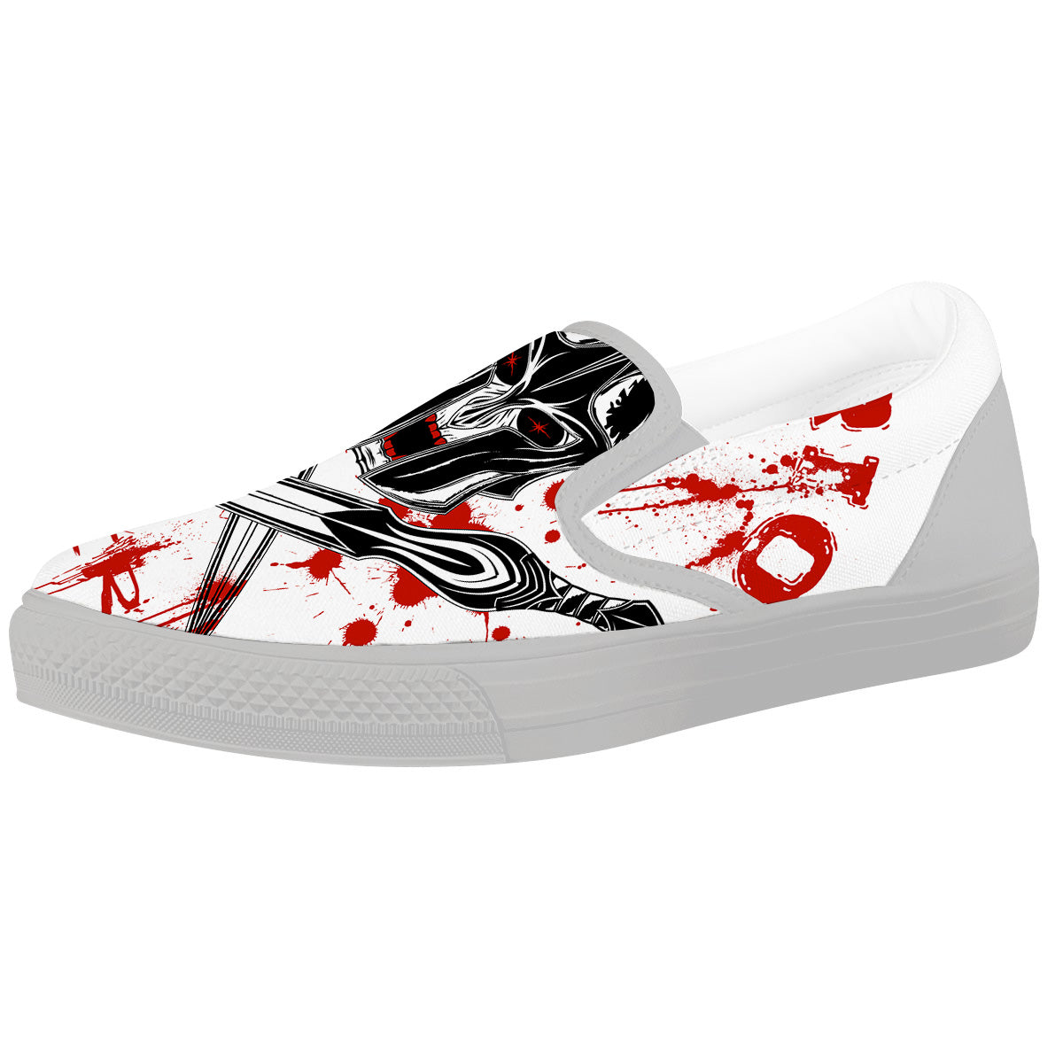 Warrior Bloody Spartan Print White Slip On Shoes-grizzshop