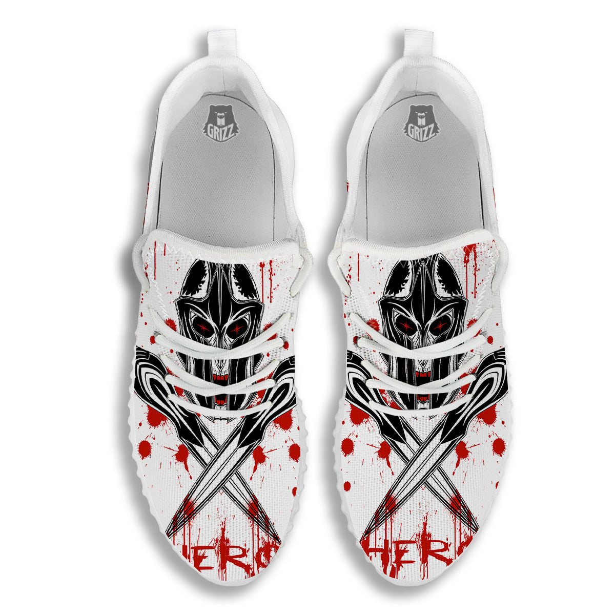 Warrior Bloody Spartan Print White Walking Shoes-grizzshop
