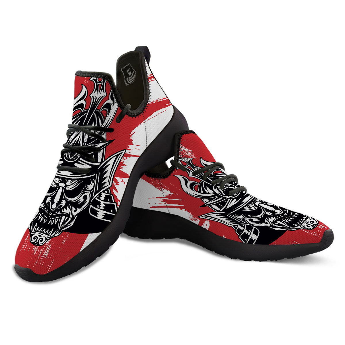 Warrior Japanese Samurai Print Black Athletic Shoes-grizzshop