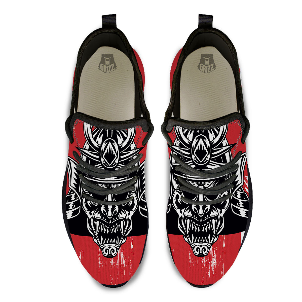 Warrior Japanese Samurai Print Black Athletic Shoes-grizzshop