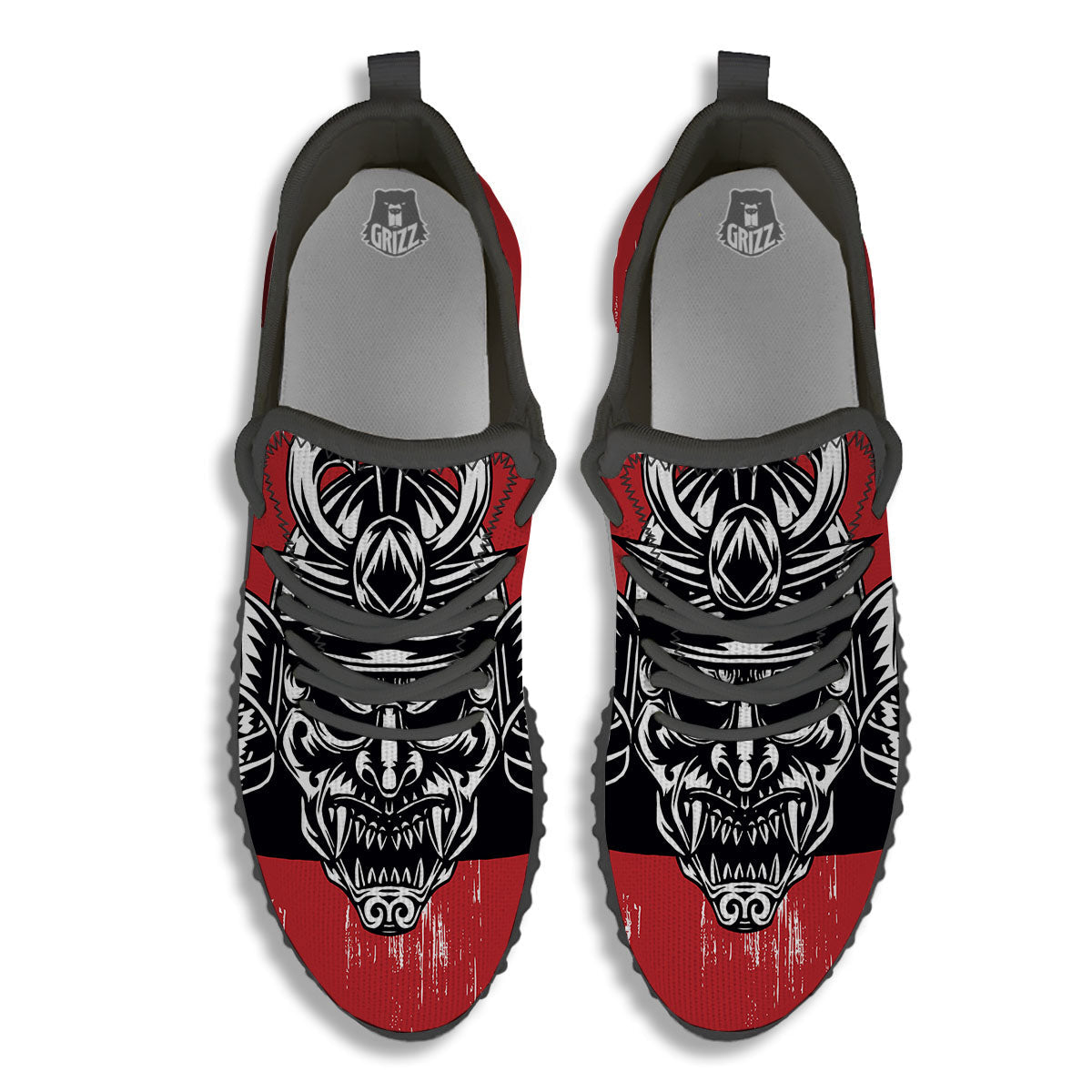 Warrior Japanese Samurai Print Black Walking Shoes-grizzshop