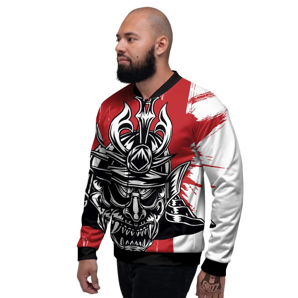 Warrior Japanese Samurai Print Men's Bomber Jacket-grizzshop