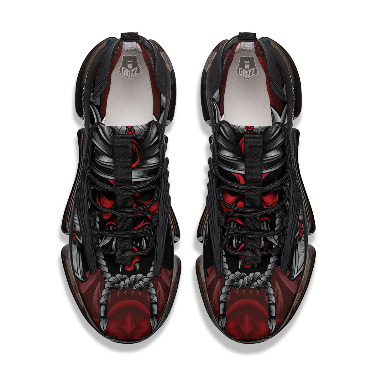 Warrior Mask Japanese Print Black Gym Shoes-grizzshop