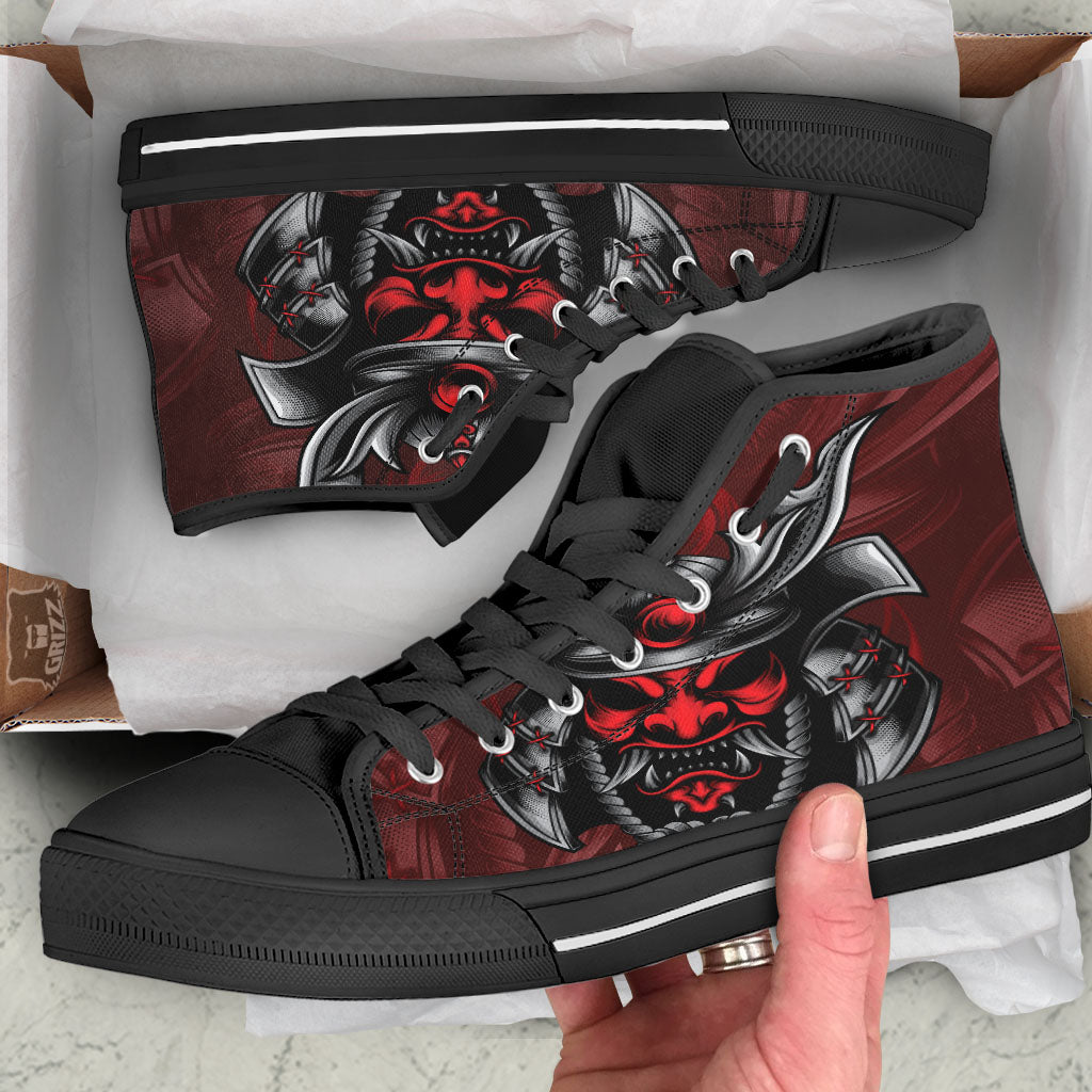 Warrior Mask Japanese Print High Top Shoes-grizzshop